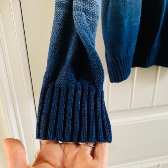 Lauren Ralph Lauren Blue Ombré-Stripe Cotton-Linen Sweater | Medium - Picture 4 of 8